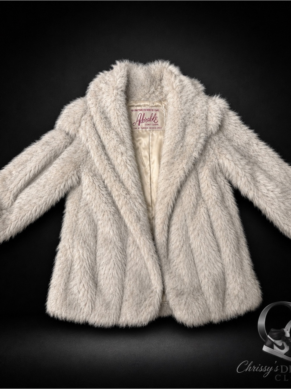 Vintage Adorable Coat Corp Gray Faux Fur Coat Size 14 Glam